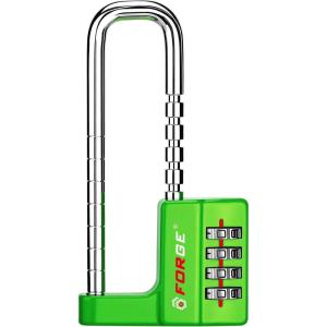 imageFORGE Combination Lock with Adjustable Long Shackle 157385 4Digit Heavy Duty Waterproof Padlock for Outdoor Gate Fence School Gym Locker Toolbox Case Zinc Alloy SilverGreen